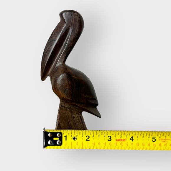 Vintage Hand Carved Hardwood Pelican 6" Figure Statue Bird Retro MCM - Picture 6 of 7